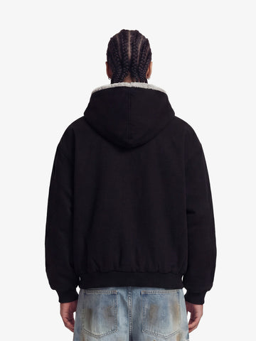 Thesupermade Fur Hooded Zip Up Quilted Jacket - 2510 