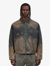 Vintage Washed Distressed Denim Zip Up Jacket 