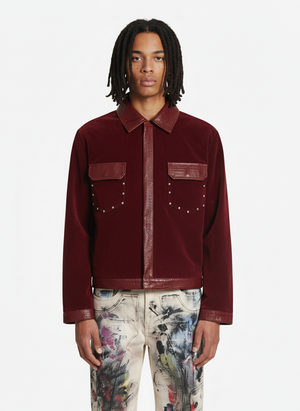 Vintage Suede PU Leather Collar Zip Up Jacket 