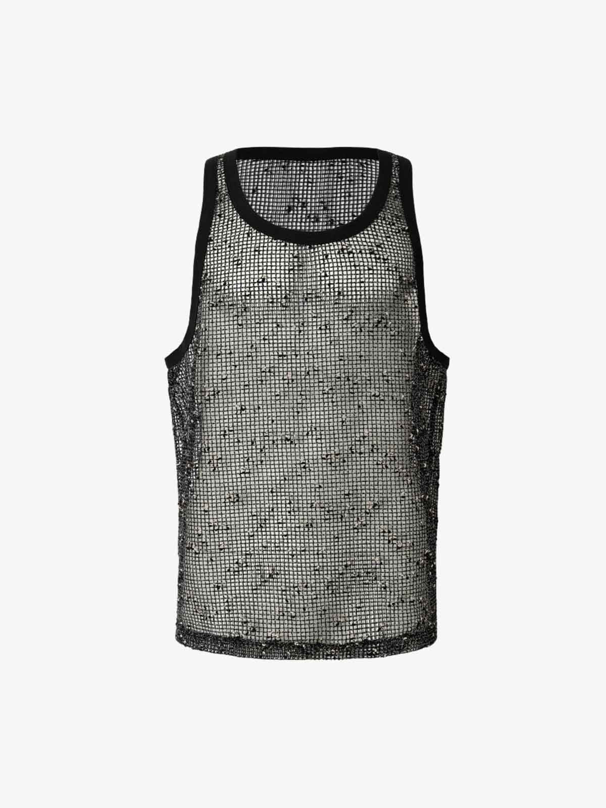 Open-Knit Mesh Layering Tank 