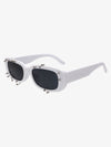 Retro Punk Studded Small Square Frame Sunglasses 