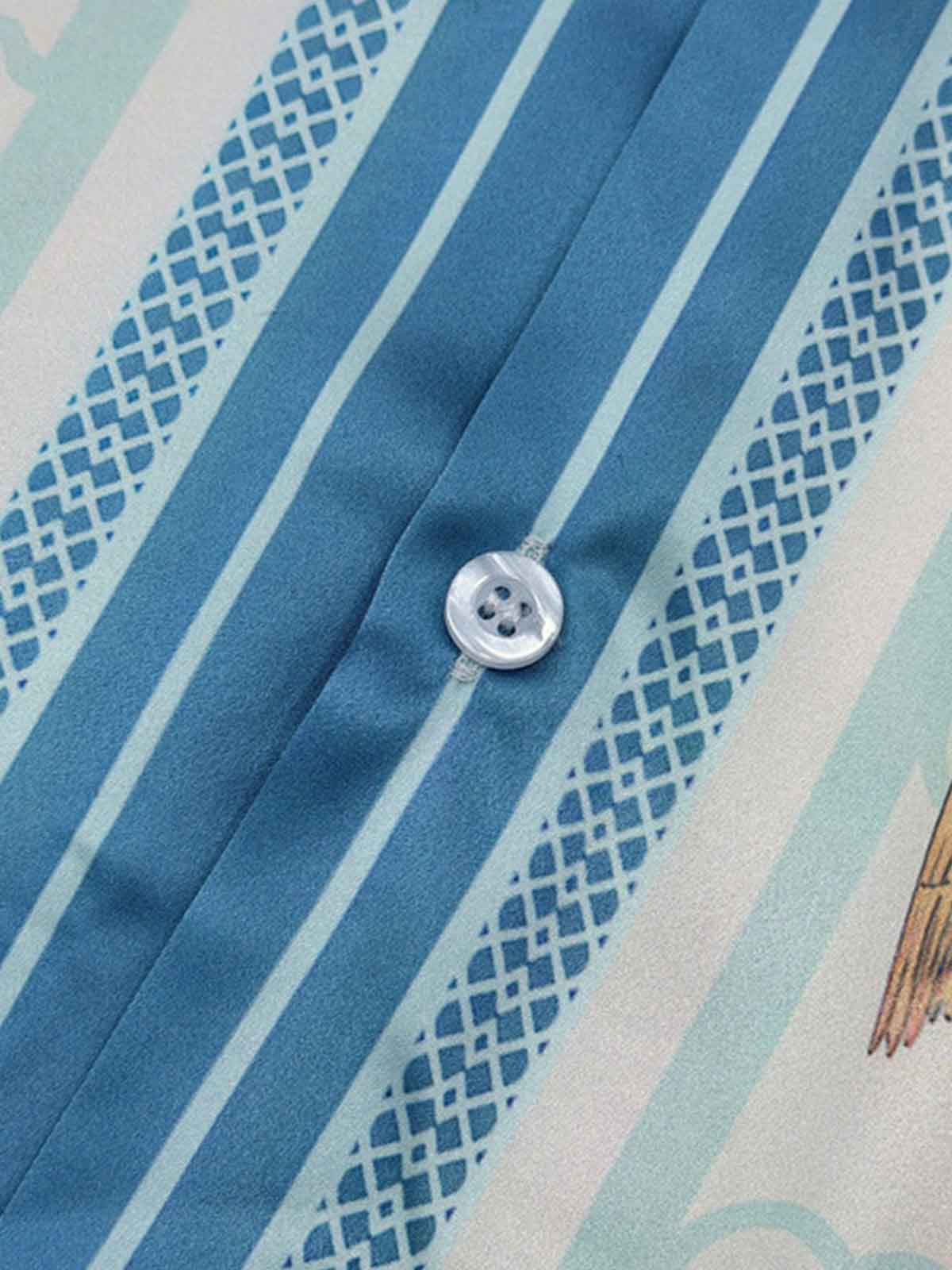 Porcelain Floral Cuban Collar Shirt 