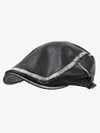 Contrast Stitch Faux Leather Flat Cap 