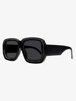 Retro Square Frame Wide Temple Sunglasses 