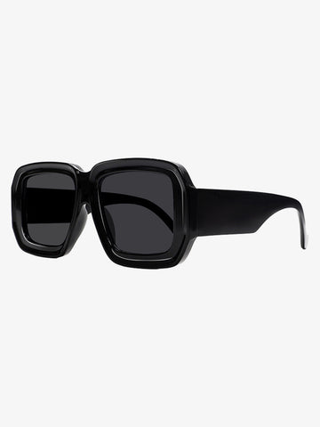 Retro Square Frame Wide Temple Sunglasses 