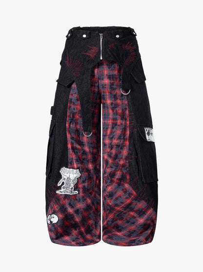 Deconstructed Cyber-Grunge Patchwork Denim Jeans