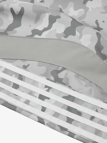 Double Waistband Elastic Waist Camo Side Panel Wide Leg Pants 