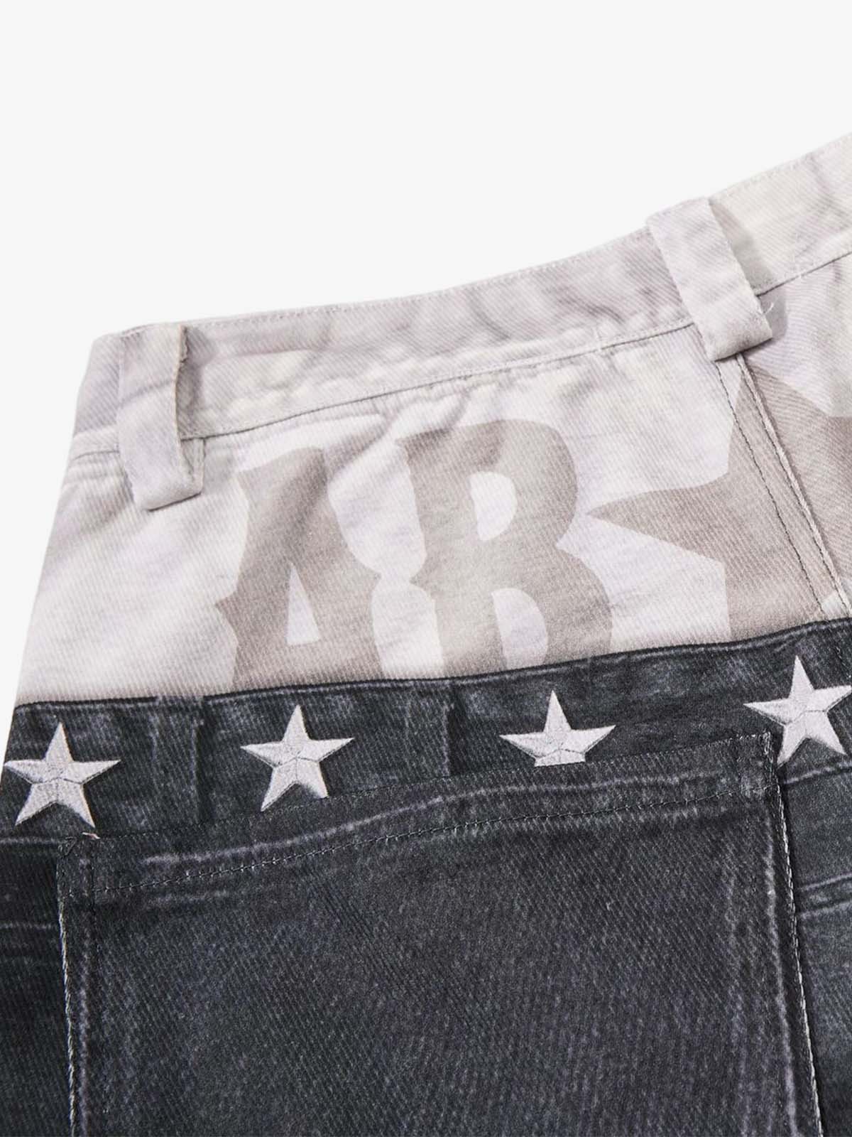3D Faux Layer Curved Jeans