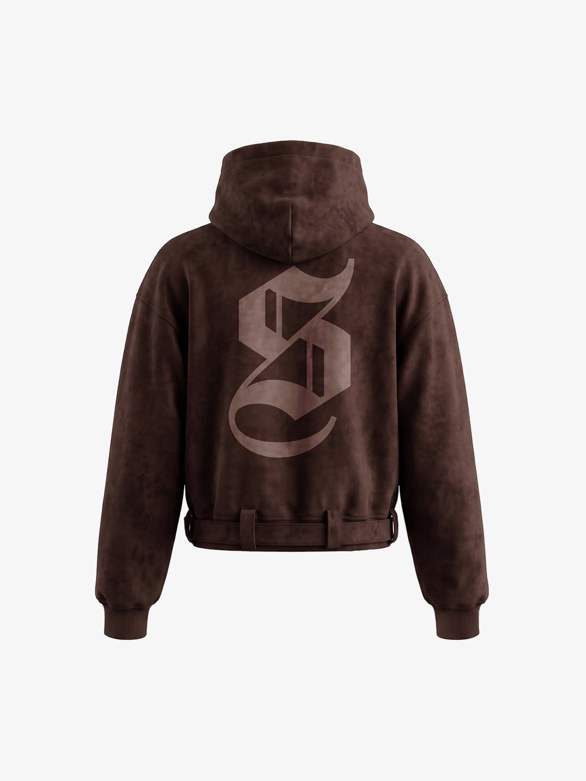 Belt Detail Suede Hoodie