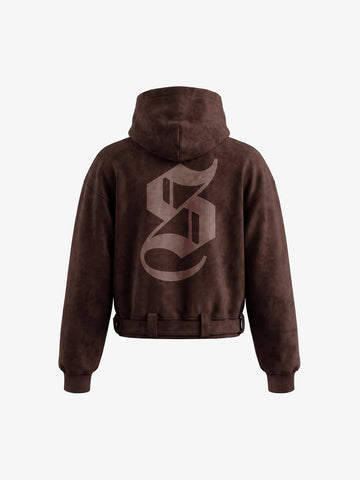 Belt Detail Suede Hoodie