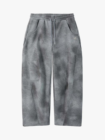 Vintage Washed Tie-Dye Zip Up Hoodie & Barrel Sweatpants Tracksuit 