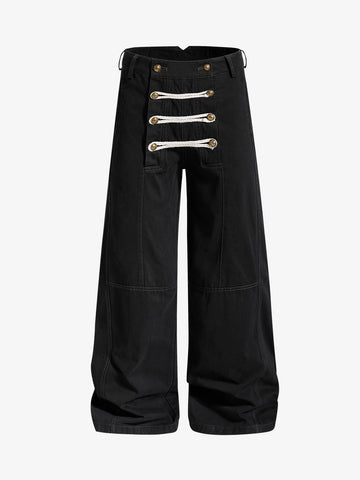 Military Button Baggy Cargo Pants – Napoleon Style Utility Streetwear