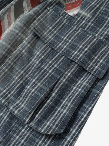 Plaid Cargo Wide-Leg Shorts