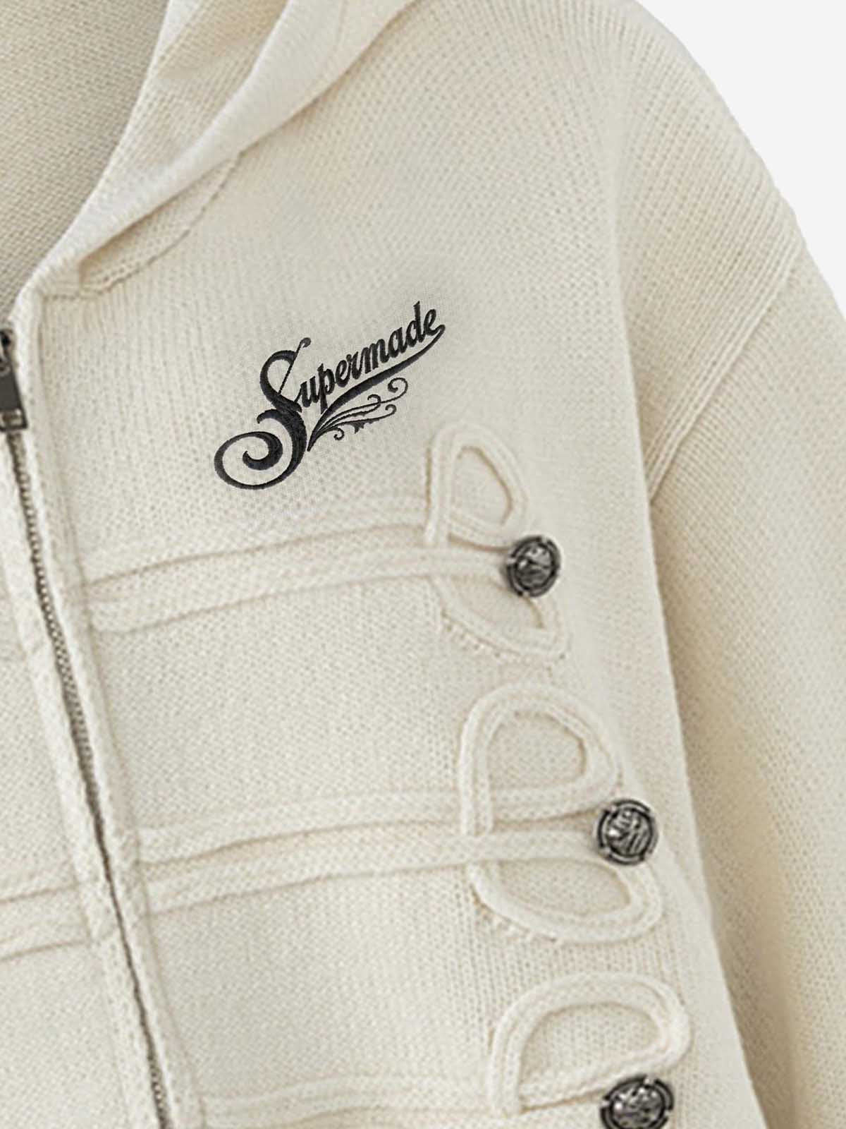 Jacquard Hooded Knit Cardigan
