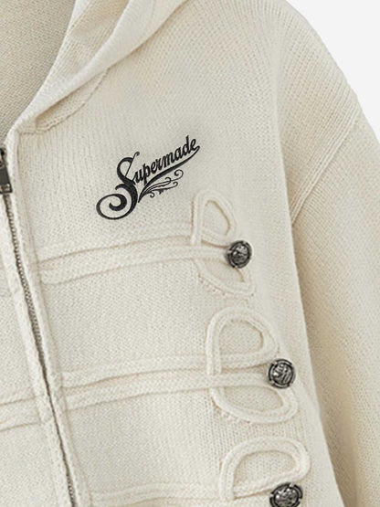 Jacquard Hooded Knit Cardigan