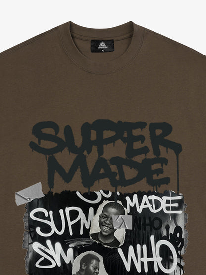 Streetwear Graffiti Character Collage Graphic T-Shirt 