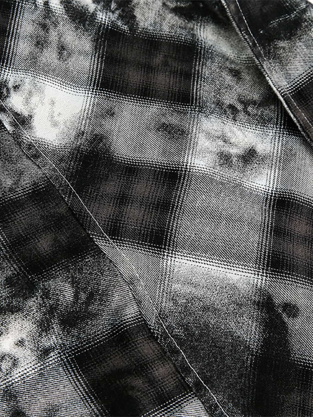 Vintage Wash Plaid Spray Dye Raw Hem Shirt 