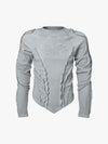 Vintage Washed Sculpted Seam Ribbed Long Sleeve T-Shirt - 2624 