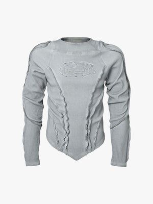 Vintage Washed Sculpted Seam Ribbed Long Sleeve T-Shirt - 2624 