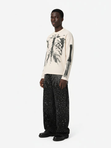Skeleton Graphic Waffle Sweatshirt - 2495