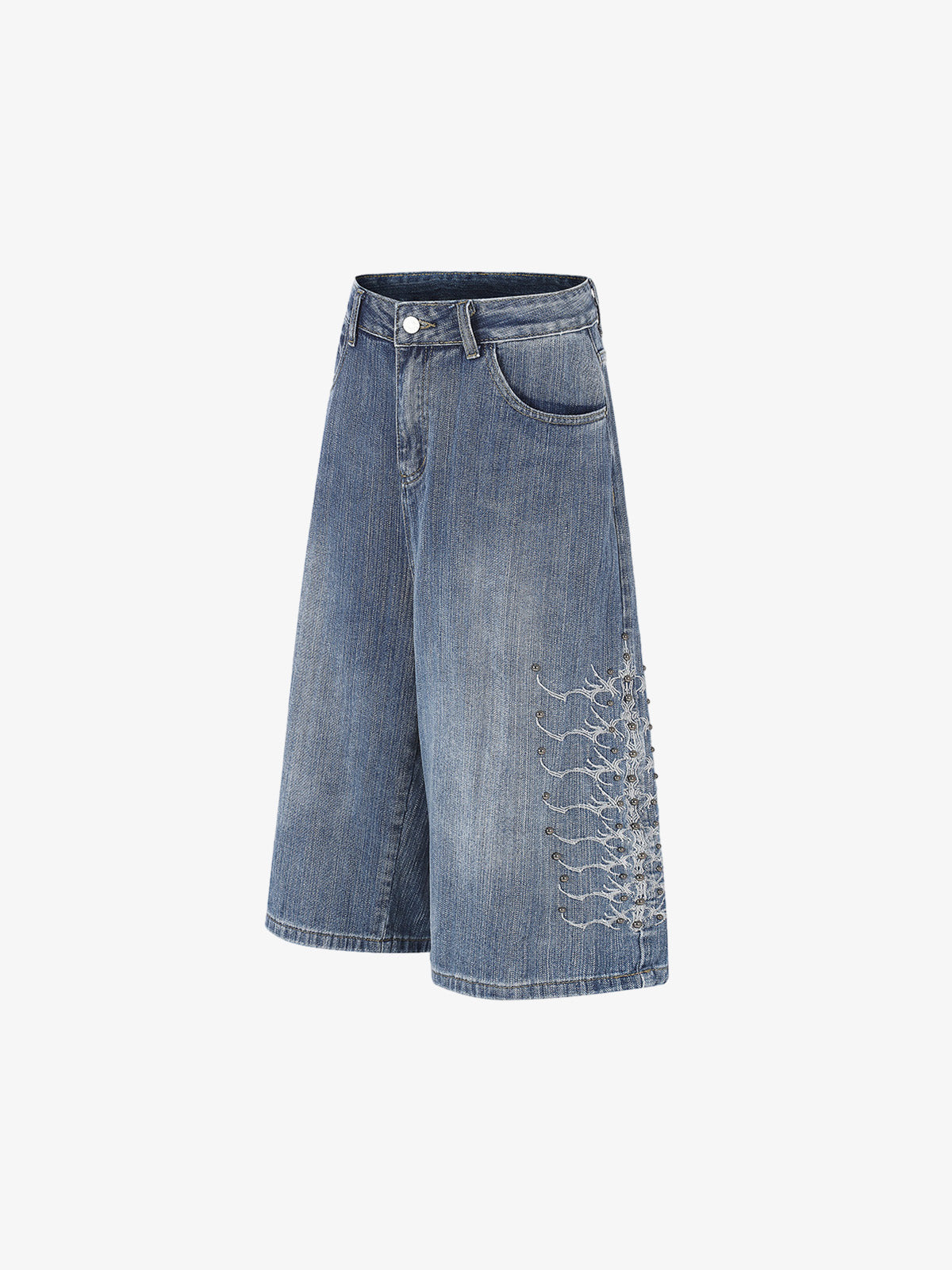 Embroidered Beaded Cropped Jeans