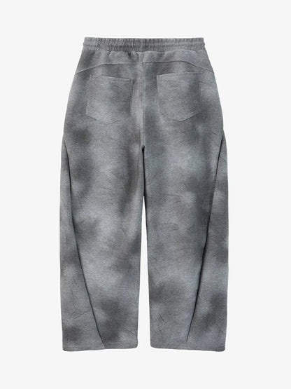 Vintage Washed Tie-Dye Zip Up Hoodie & Barrel Sweatpants Tracksuit 