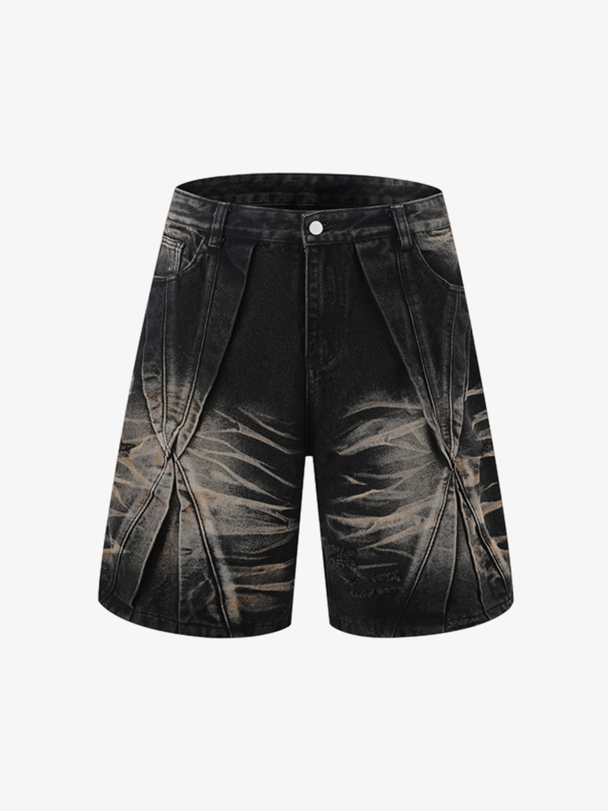 Washed Black Branch Print Deconstructed Denim Set 