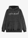Metallic Script Letter Cross Graphic Hoodie 