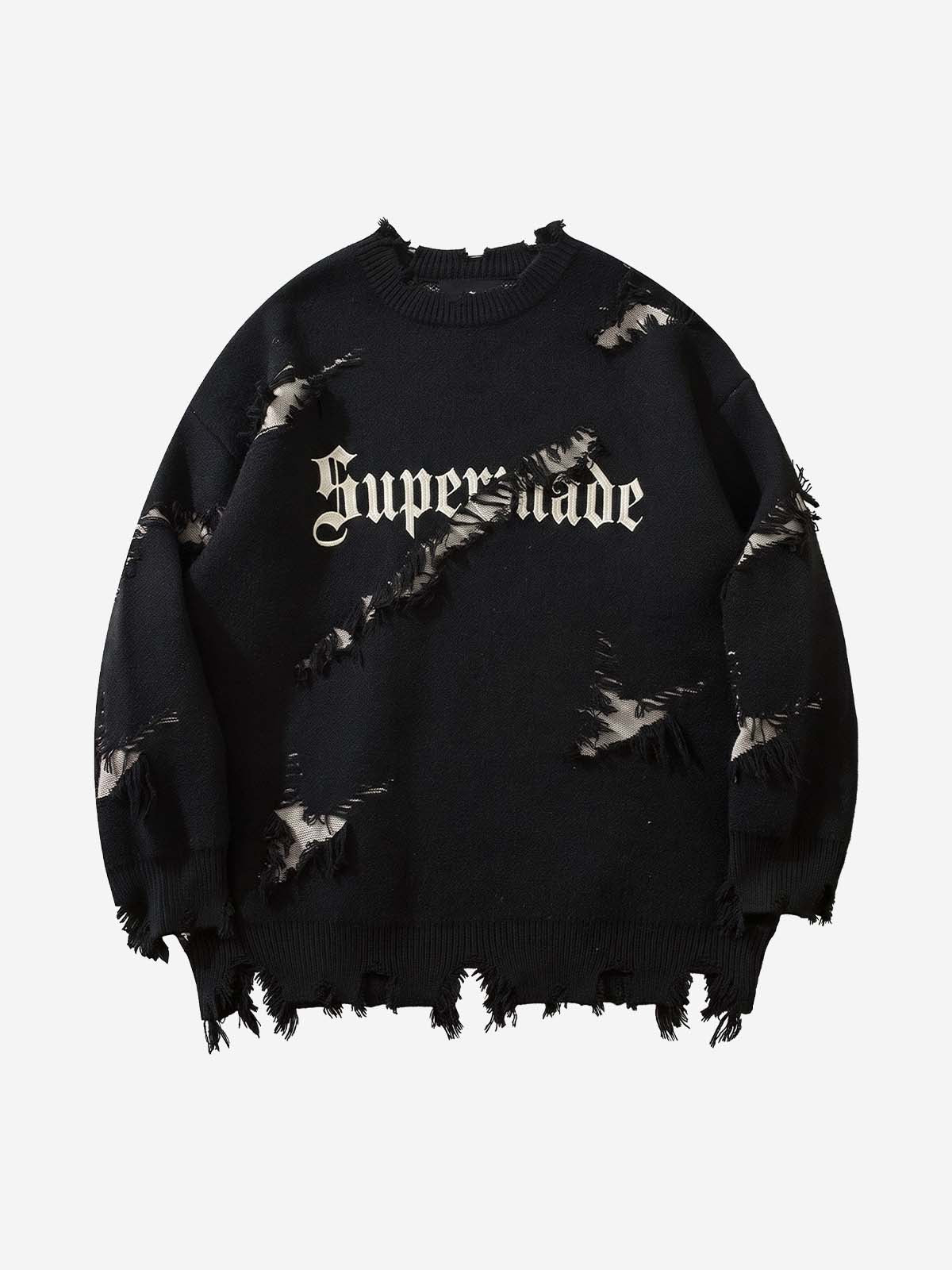Frayed Logo Knit Sweater