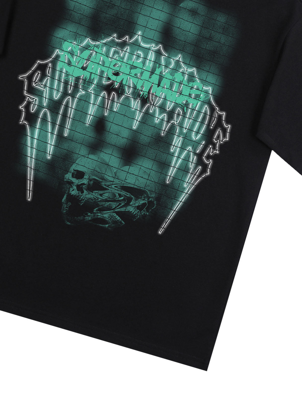 Dark Grid Skull Graphic T-Shirt 