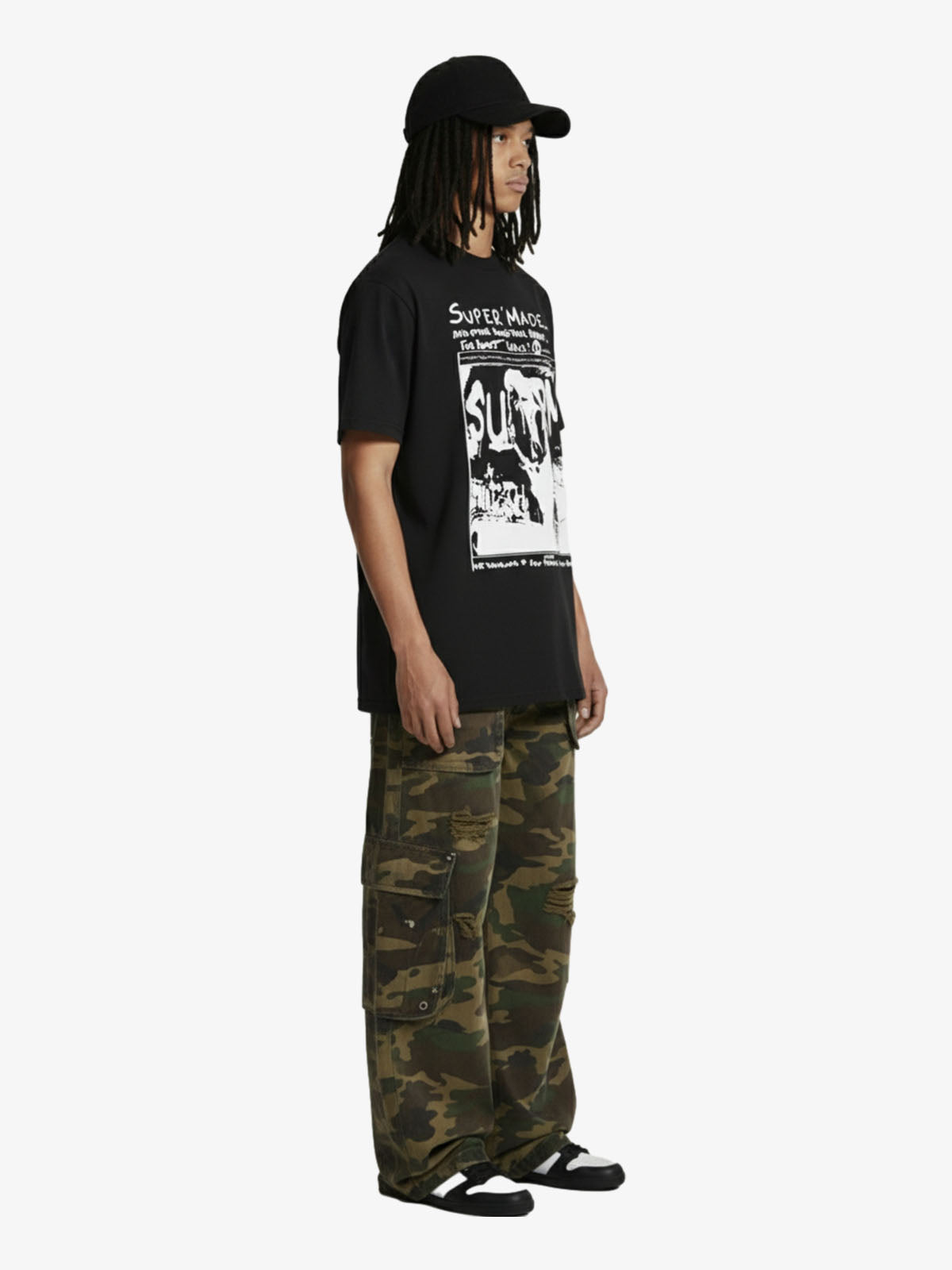 Vintage Washed Punk Graphic Print T-Shirt 