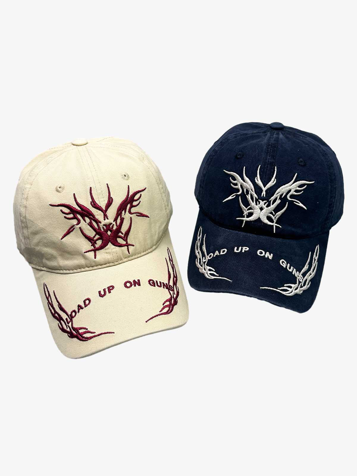 Flame Embroidered Denim Cap