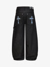 Black Wide-Leg Denim Pants