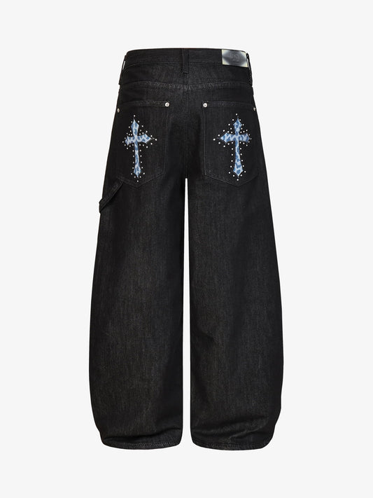 Black Wide-Leg Denim Pants