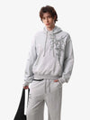 Floral Line Art Studded Pocket Hoodie 
