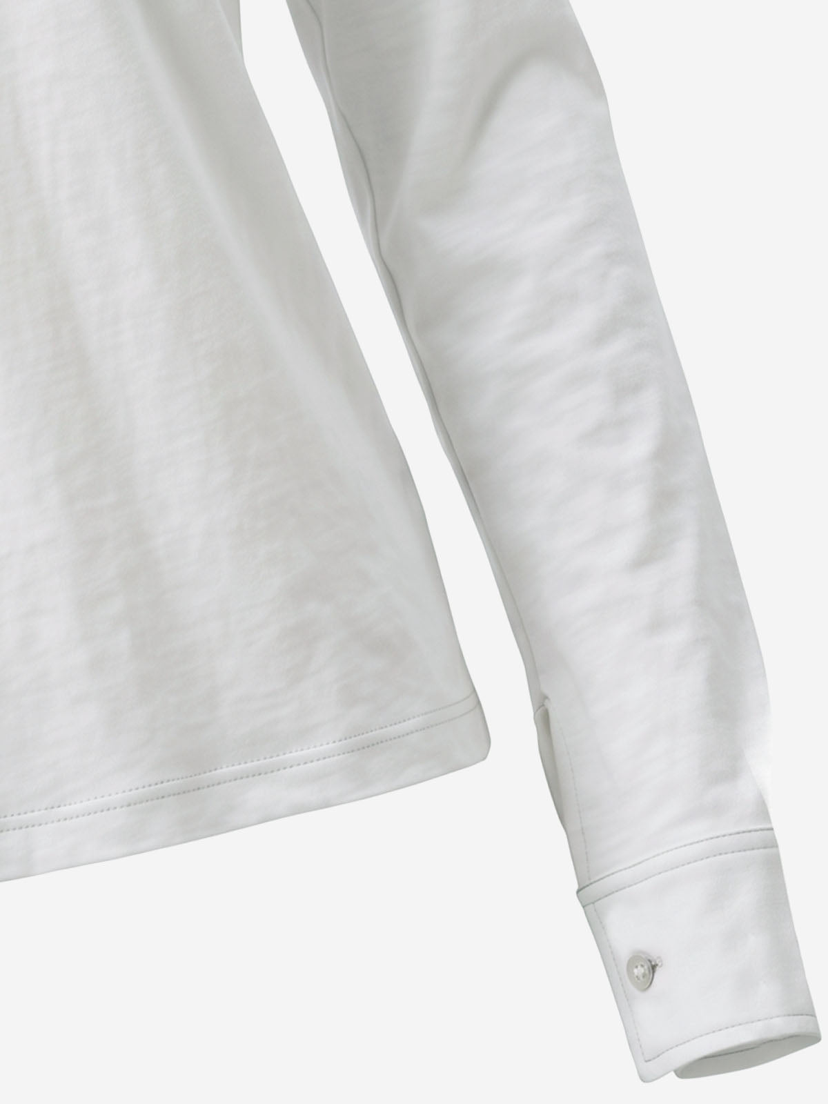 Logo Epaulette Stand Collar Long Sleeves Tee