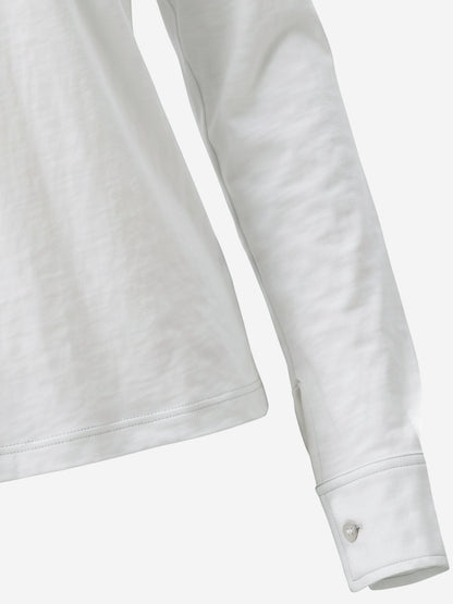 Logo Epaulette Stand Collar Long Sleeves Tee