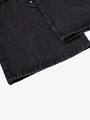 Dark Wash Denim Pants with Silver Studs – Relaxed Fit Streetwear Jeans