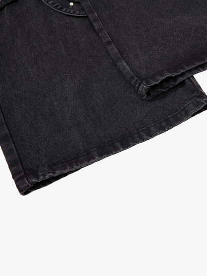 Dark Wash Denim Pants with Silver Studs – Relaxed Fit Streetwear Jeans