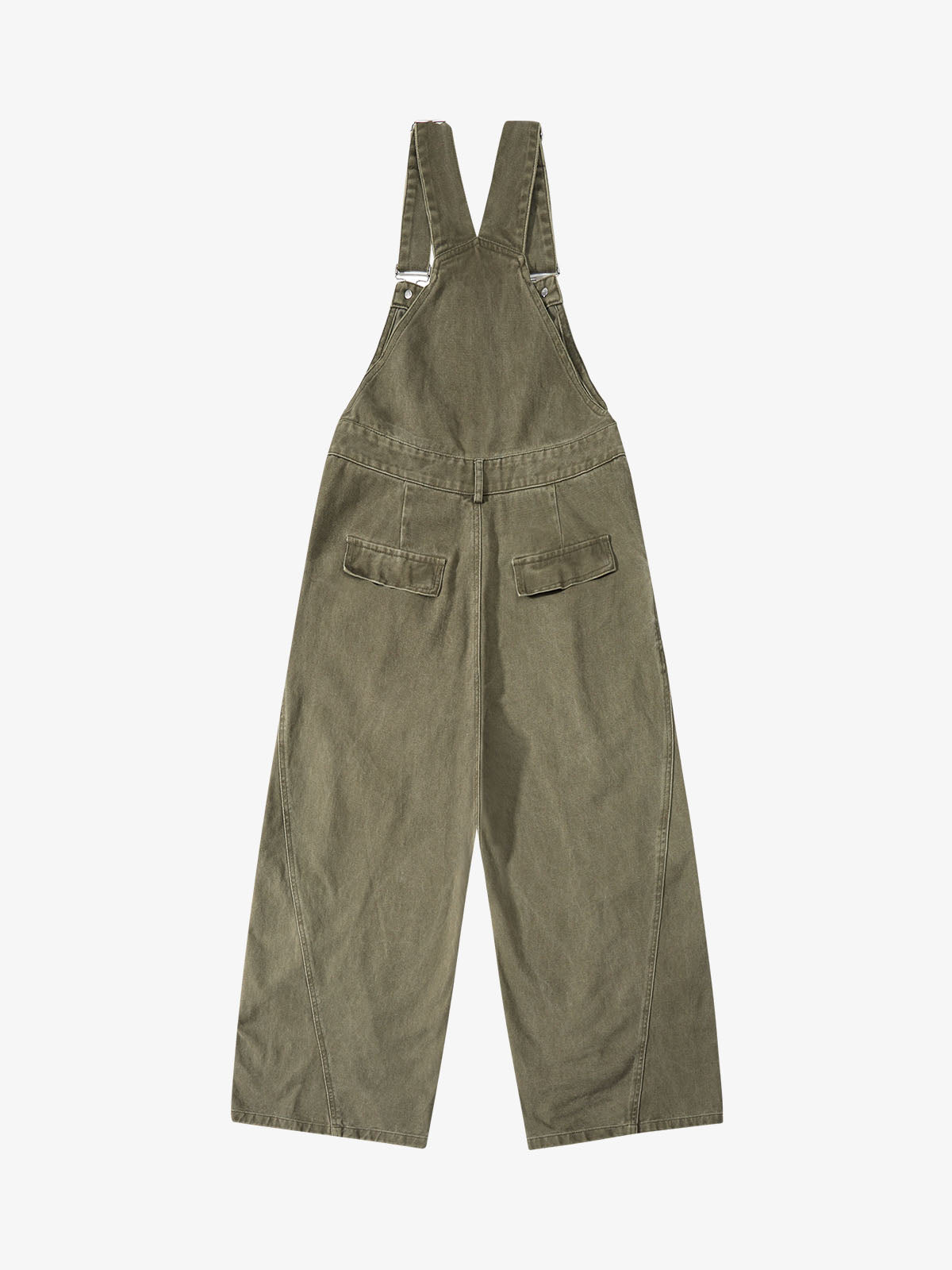 Pleated Knee Cargo Denim Overalls 