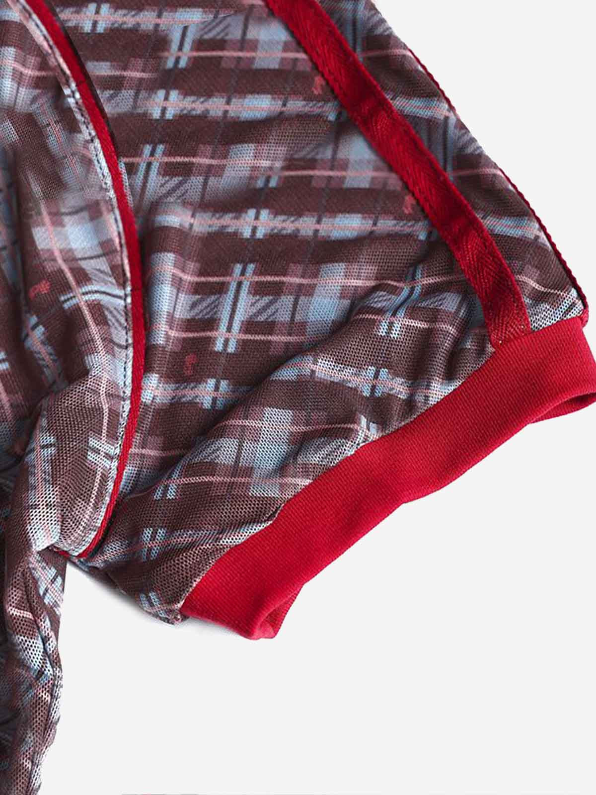 Y2K Plaid Lapel Slim-Fit T-Shirt