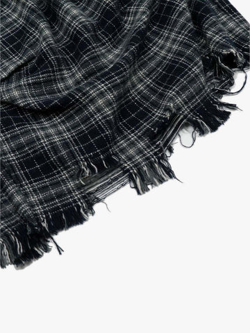 Cotton Plaid Wide Leg Culottes with Frayed Hem and Cargo Pockets 