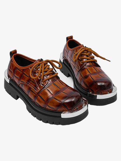 Crocodile-Embossed Derby Shoes