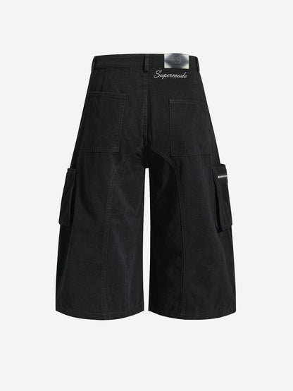 Y2K Lace Up Ruched Wide Leg Cargo Shorts