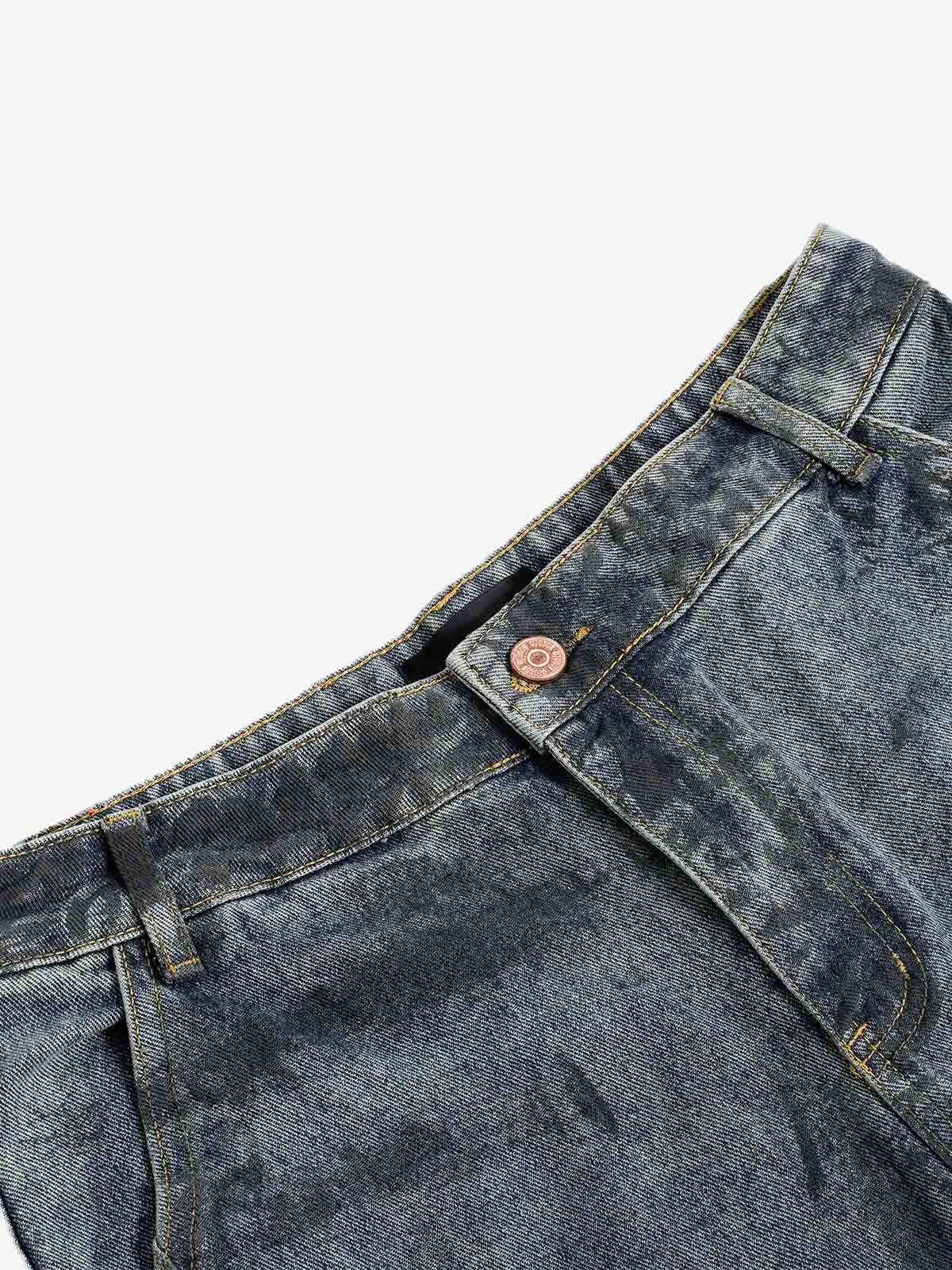 Grunge Wash Cargo Denim Shorts