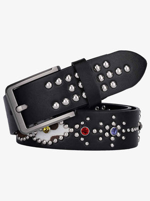 Retro Multicolor Gem Studded PU Belt 