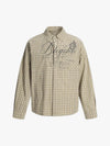 Street Print Lettering Plaid Long-Sleeve Shirt 