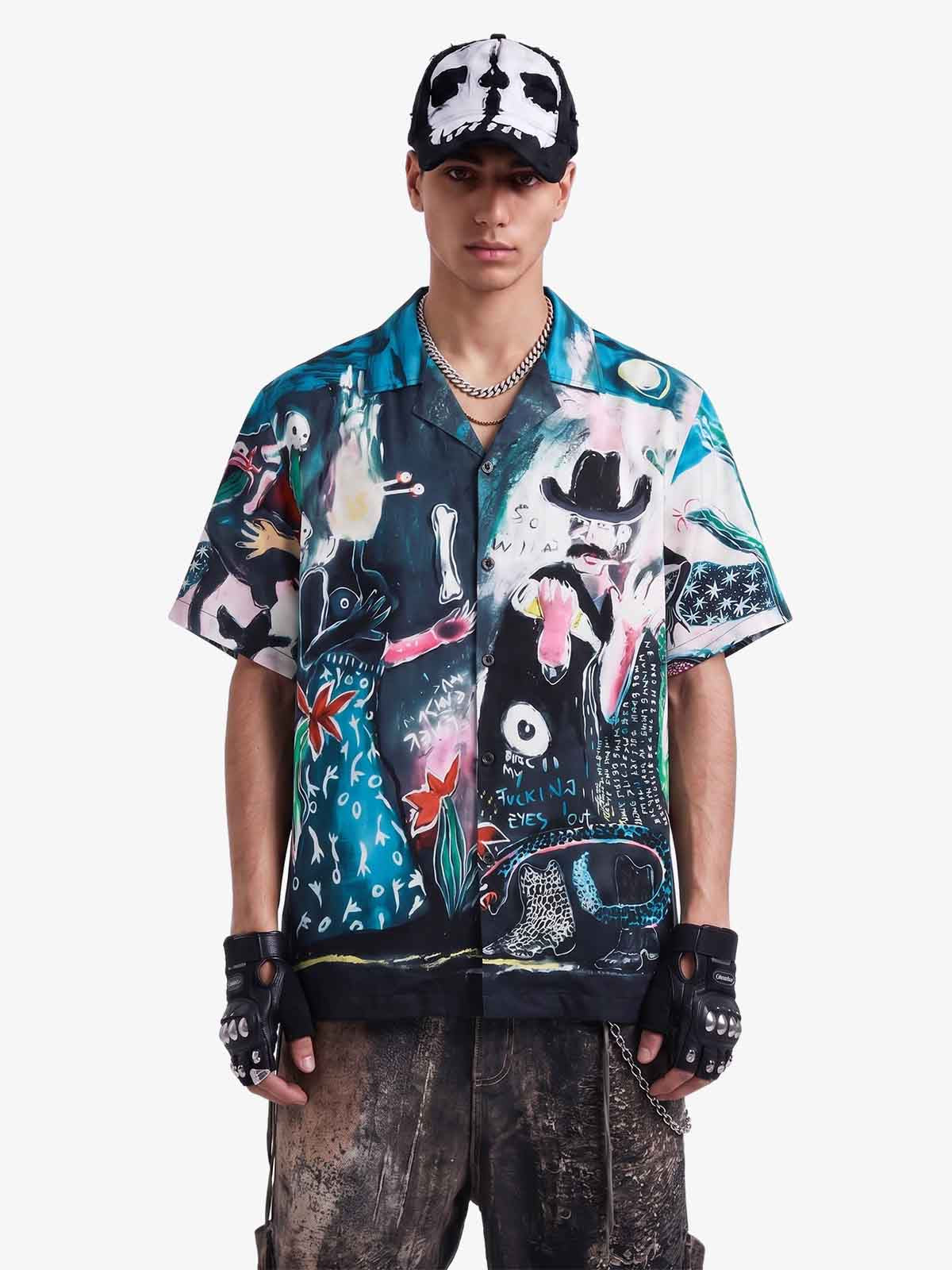 Blue Abstract Oil Painting Shirt