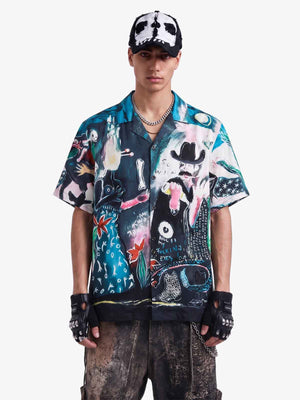 Blue Abstract Oil Painting Shirt