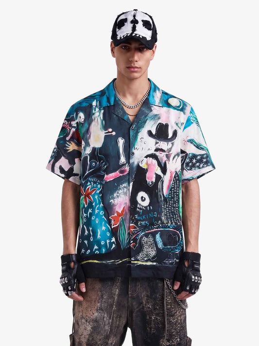 Blue Abstract Oil Painting Shirt